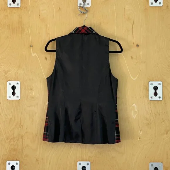 Cabi red plaid fitted vest - Picture 2 of 3